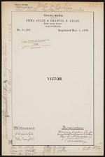 Emma Adler Emanuel B Adler 1890s Victor Gas Burners Trademark Trade Mark picture
