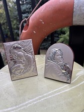  TWO ITALIAN SILVER MADONNA PLAQUES picture