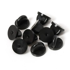 50 Black Rubber Pin Backs Lapel Pin Backs Pin Safety Back Brooch Tie Replacement picture