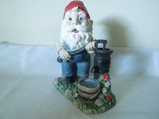 Vintage Ceramic Hand Painted Garden Gnome Pumping Well Water in Garden 10 1/2