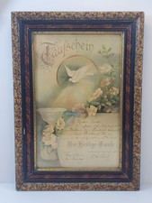 Antique German Baptismal Certificate 1898 Framed 12.5