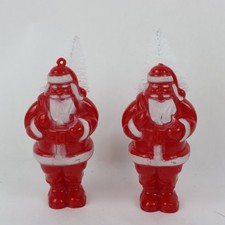 Set of 2 Santa Claus Christmas Hard Plastic Figurines Red White picture