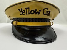 Vintage Yellow Cab Co Driver Uniform Hat Lancaster Brand Leather Size 7 1/4 picture