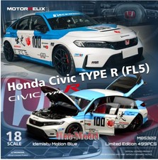 Motorhelix MH 1/18 Honda Civic Type R (FL5) Metal Diecast Model Car Ochre Blue picture