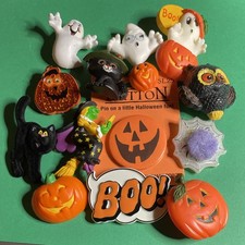 (13) NEW/USED HALLOWEEN GHOST,JOL,CAT,OWL,SPIDER&WEB,WITCH,BOO PINS-LOT 149 picture