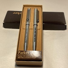 Vintage Ozark Airlines Parker 25 Stainless Ball Pen & 0.5mm Pencil Set Boxed picture