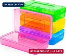 4E's Novelty 4 Pack Large Pencil Case Boxes, Hard Plastic Pencil Boxes Bulk Clas picture