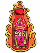 Dutch Bros Coffee Spicy SZN Hot Sauce Sticker May 2023 Flames Coffee Decal  picture