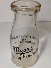 1940s 1948 Vintage MYERS MILK BOTTLE Half Pint Garden City Kansas Milk Bottle picture