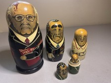 Unique Hand-Painted Soviet Leaders Nesting Doll 5pc （Gorbachev Perestroika Flag） picture
