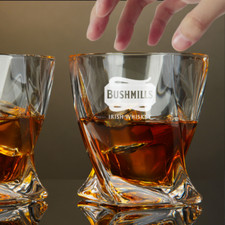 Custom Engraved Bushmills Whiskey Glass – 10 oz Twisted Rocks Glass picture