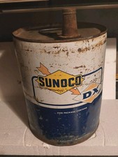 Vintage Sunoco DX 5 Gallon Motor Oil Can Blue Advertising Sunray Empty  picture