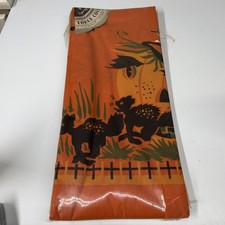 VTG 60‘s Tuttle’s Halloween Paper Table Cover Pumpkin Black Cat 54x96 NIP picture