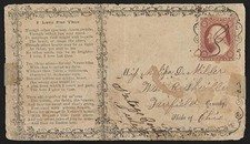 Jefferson Ohio Civil War 1860s Patriotic Envelope Stamp Poem I Love But Thee picture