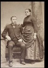 Fun Antique Cabinet Card Schmidt Couple Man Chair Photo Photograph 4” picture