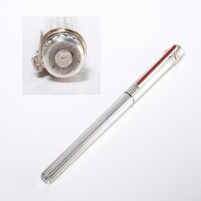 Cartier Must de Cartier Vendome Silver Tone Ribbed Fountain Pen w 18k Gold Nib picture