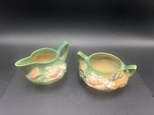 Vintage Roseville Magnolia Pattern Sugar And Creamer Set picture