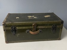 Rare Vintage Authentic WWII 1943 Military Olive Drab Green Footlocker Chest picture
