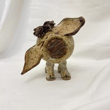 ⁠Vintage Handmade Pottery Piggy Bank Cork Snout Ceramic Coin Bank Rustic Brown⁠ picture