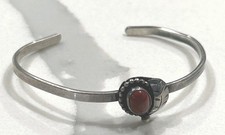 Navajo Native American sterling silver Orange Coral vintage cuff bracelet picture