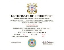 United States Coast Guard Retirement replacement certificate picture