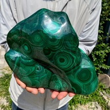 11.68LB Natural glossy Malachite transparent cluster rough mineral sample picture