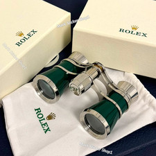 Rolex Green Silver Trim Opera Binoculars Engraved VIP Gift Rare picture