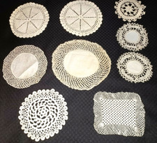 9 Vintage Doilies white ecru ivory Crochet Lace 6-9