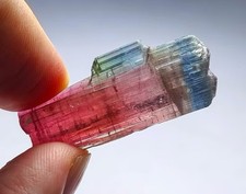 Tri Colour Terminated Scapter Shape Tourmaline Crystal - 41 Carats picture