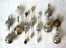 🎄7 Radko Shiny Brite Gold XMAS VTG Mercury Glass Bead Icicle Garland Ornaments picture
