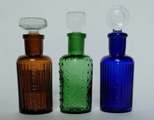 Extremely rare set of antique Bailey poison bottles & stoppers picture