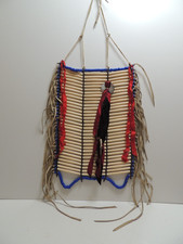 Vtg Traditional American Plains Indian Hairpipe Bone Breastplate Ribbon picture