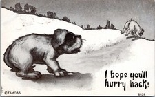 I Hope You Hurry Back- Dog watches Dog Leave - c1910s Postcard - a/s: F. A. Moss picture