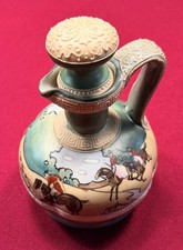Antique Noritake Hand Painted Decanter with Matching Cork, Hunting Scene, Japan picture