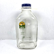 Vtg Cedar Summit Farm Dairy Minnesota HALF GALLON Clear Glass Milk Bottle w Lid picture