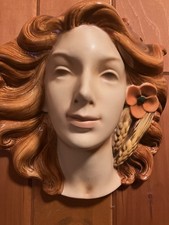 VINTAGE ART DECO WALL MASK GERMANY APROX 12.5” EC  WOMANS FACE picture