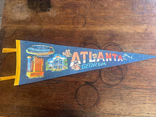 Vintage 70s era Atlanta Georgia Souvenir Travel Felt Flag Pennant Wall Banner picture