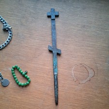 Old Antique Bronze Russian Orthodox Funeral Grave Marker   picture