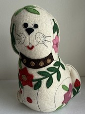 NOS Retired Sandor Collection Hungary Handmade Floral Cat Door Stop Vintage picture
