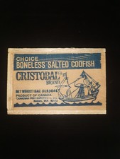 Vintage Wood Codfish Box Cristobal Choice Boned Salted Ship Cape Cod picture