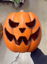 Lighted Jack-O'-Lantern Pumpkin Halloween Decoration Orange/Black Plastic picture