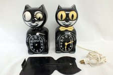 Vtg Black Kit Kat Clock Battery Powered C Cell Electric Parts Restore PROJECT PR picture