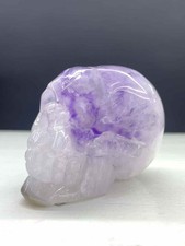 1pc Natural Amethyst Agate Geode Quartz Carved Skull Crystal Reiki Decor picture