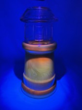 HTF Fenton Art Glass Dandelion Lighthouse Fairy Lamp Cadmium Glows 8