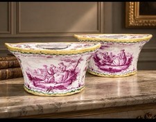 PAIR OF ANTIQUE FRENCH BOUGH POTS / FLOWER BRICKS 19th Century picture