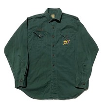 Vintage 1960s Boy Scout Shirt Mens Medium Explorer Green Sanforized Canvas USA picture