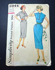 Rare Simplicity 2344 Women’s 1957 Dress Sewing Pattern Size 12 Bust 32 picture