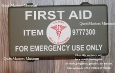 U.S. WWII First Aid Kit, Vehicle, Jeep, 1944, Stencil, Stencil 074 picture
