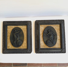 Vtg. Mid Century Artini Arts Framed Pair Mythological Cameo Relief Plaques 65205 picture