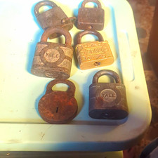 Vintage Padlock Lot Yale Sargent Slay Rusty Collectible Antique Locks picture